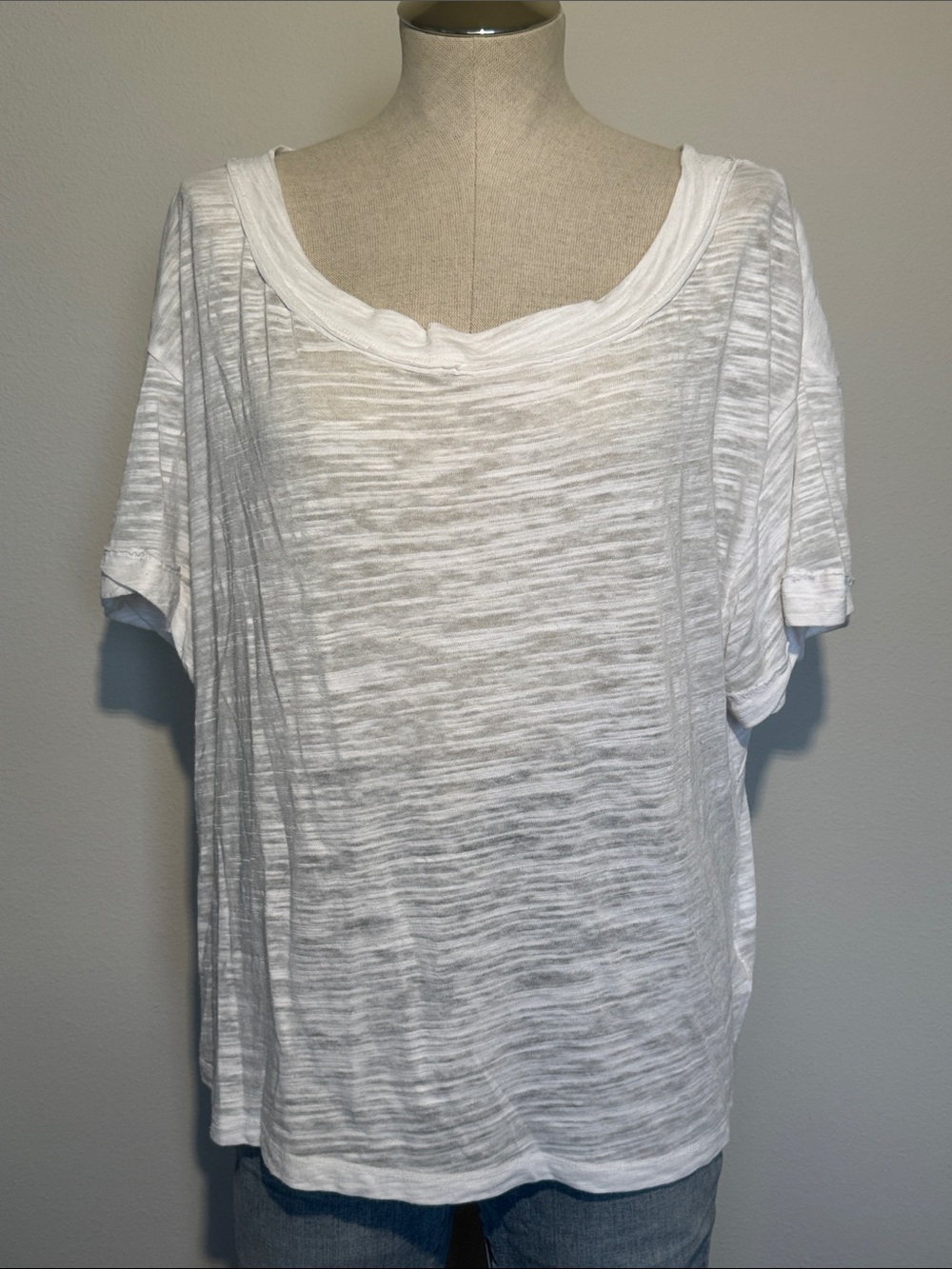 Women's White Short-Sleeve Slub Tee